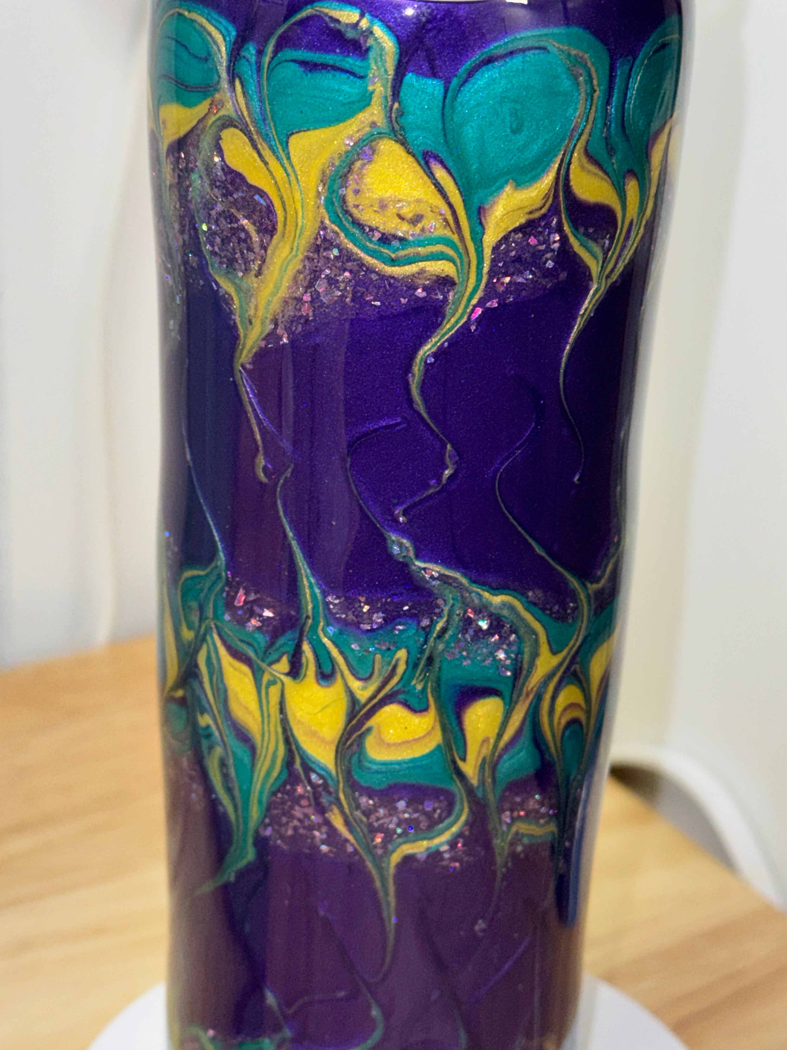 Mardi Gras Pour Art 20 oz Tumbler – One of a Kind
