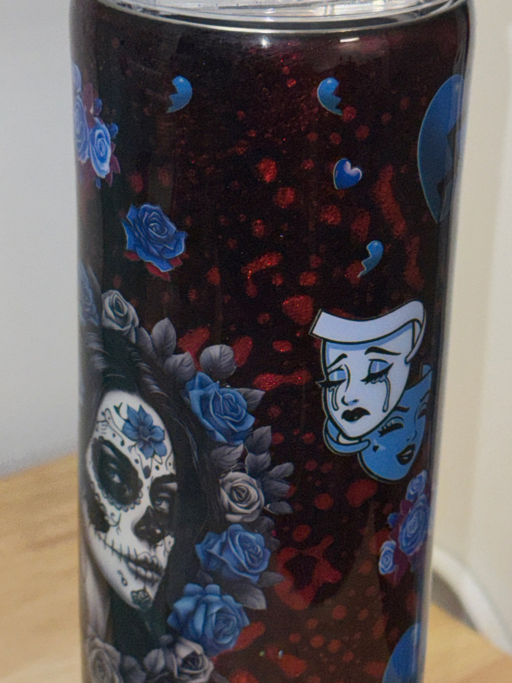 Day of the Dead Sugar Skull Resin Tumbler Mug – 20 oz