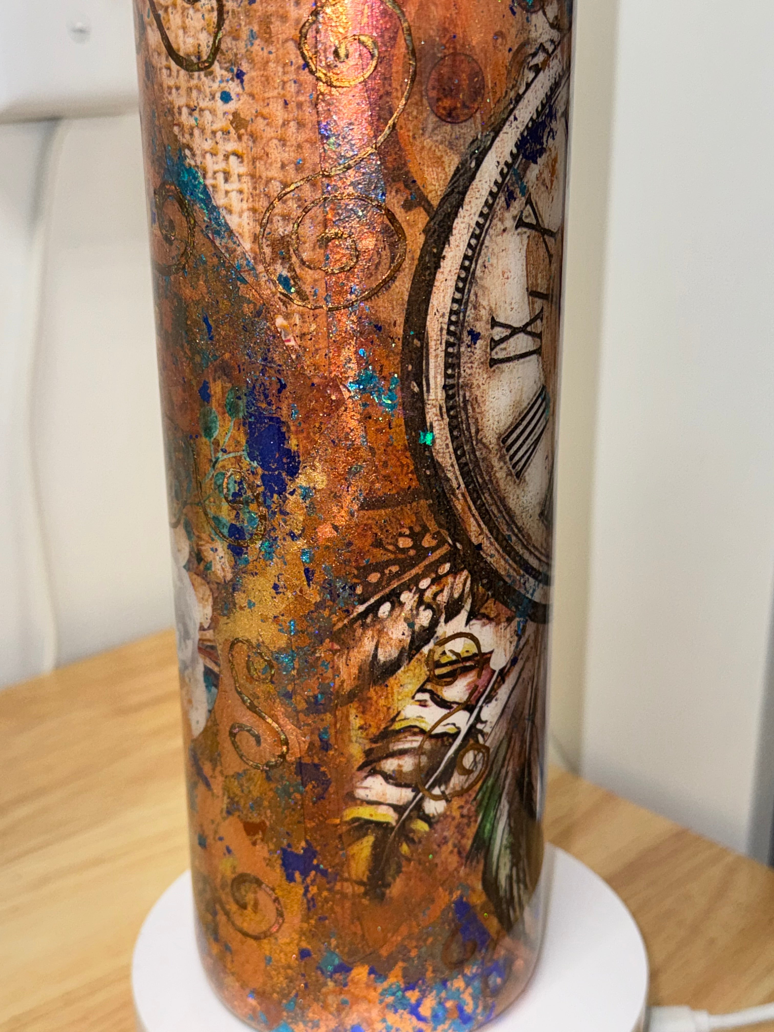 Steampunk Clock Glitter Tumbler – 30 oz