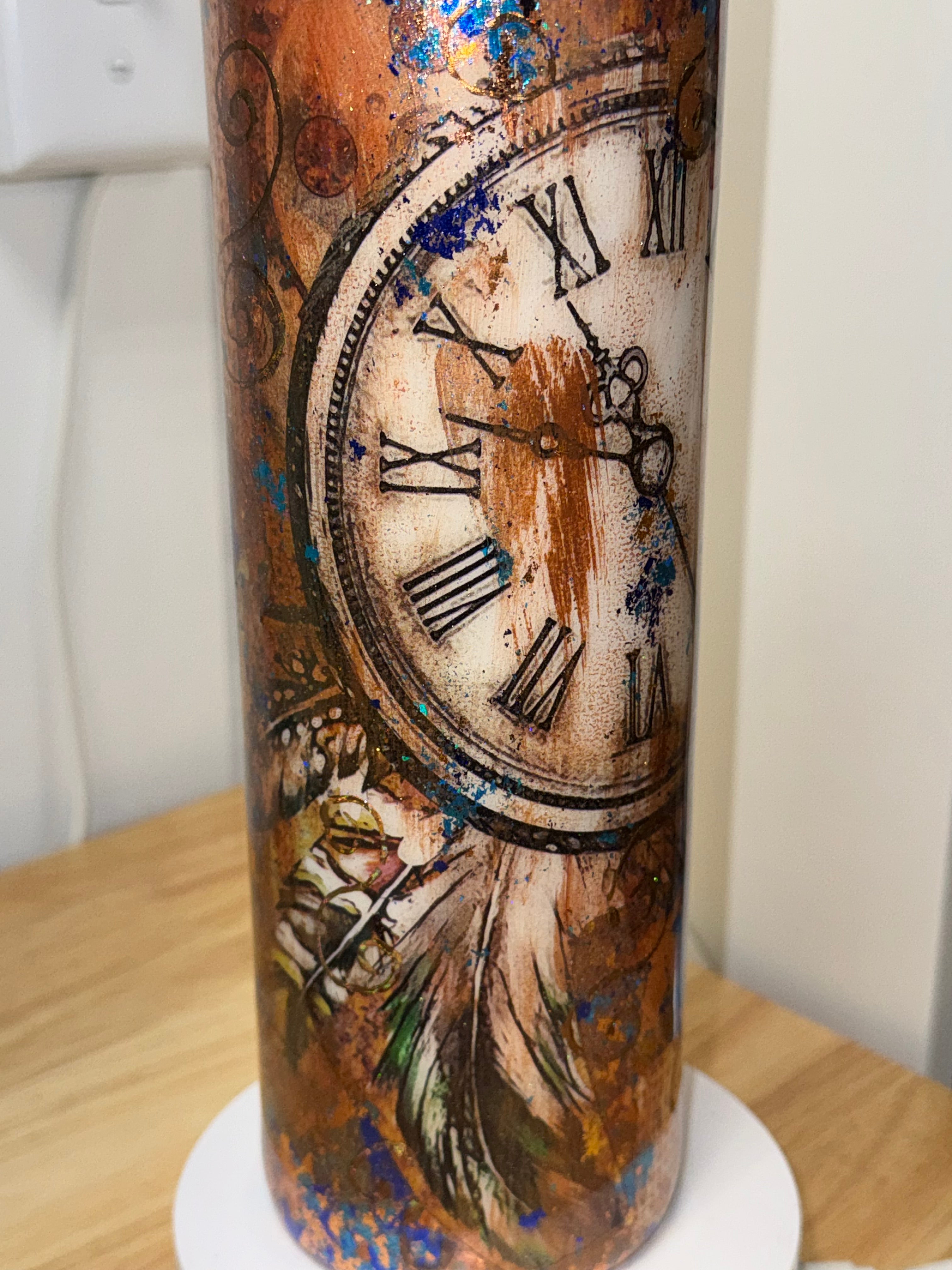 Steampunk Clock Glitter Tumbler – 30 oz