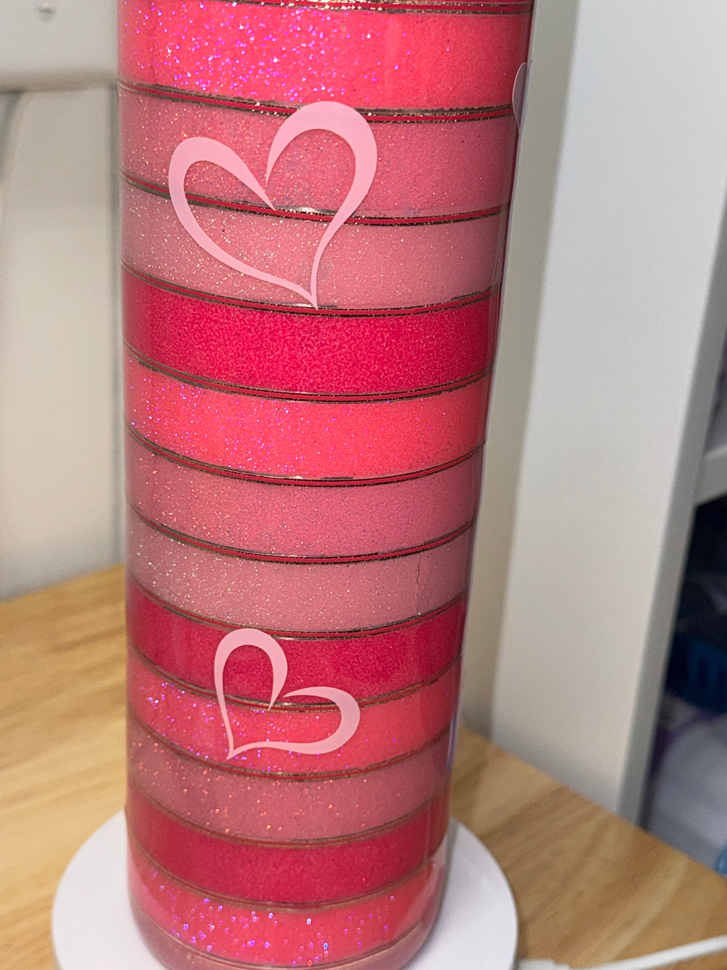 Valentine's Day Glitter Heart Tumbler – 30 oz