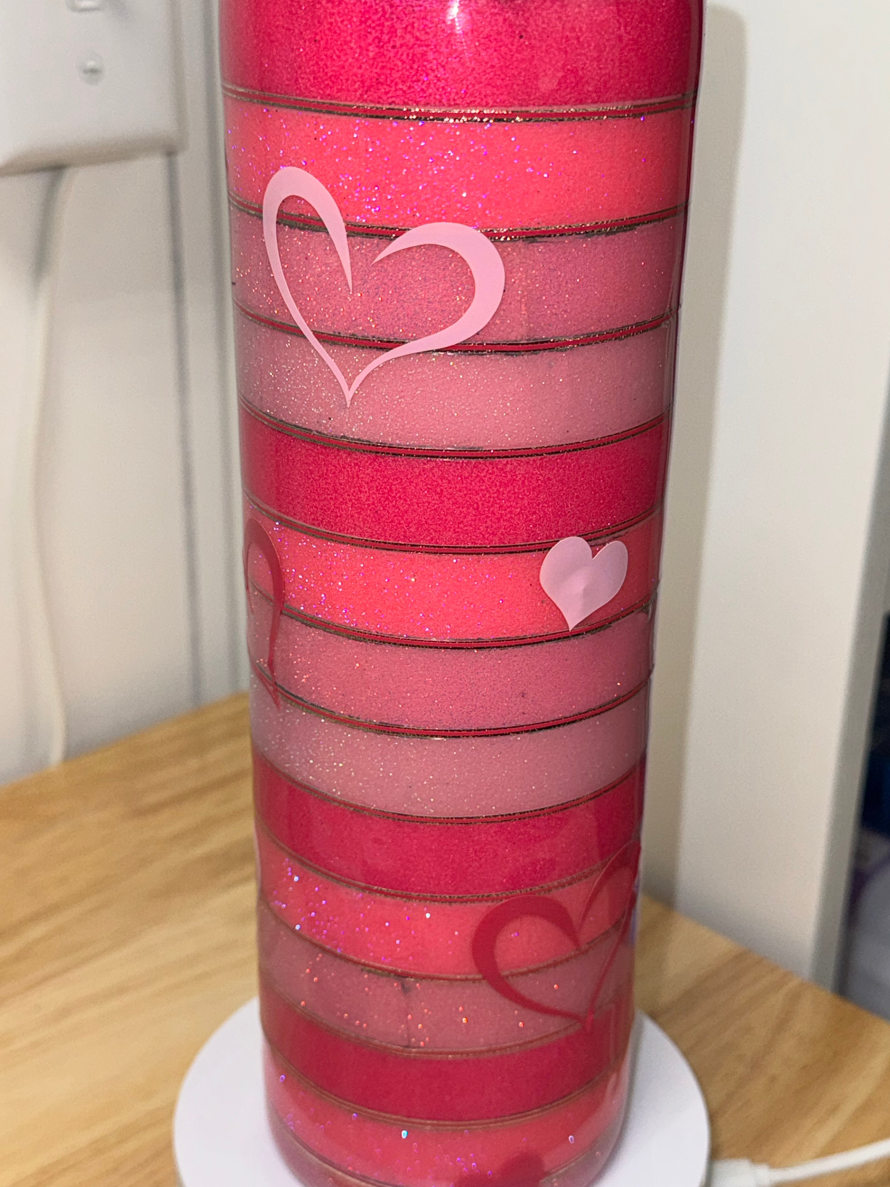 Valentine's Day Glitter Heart Tumbler – 30 oz