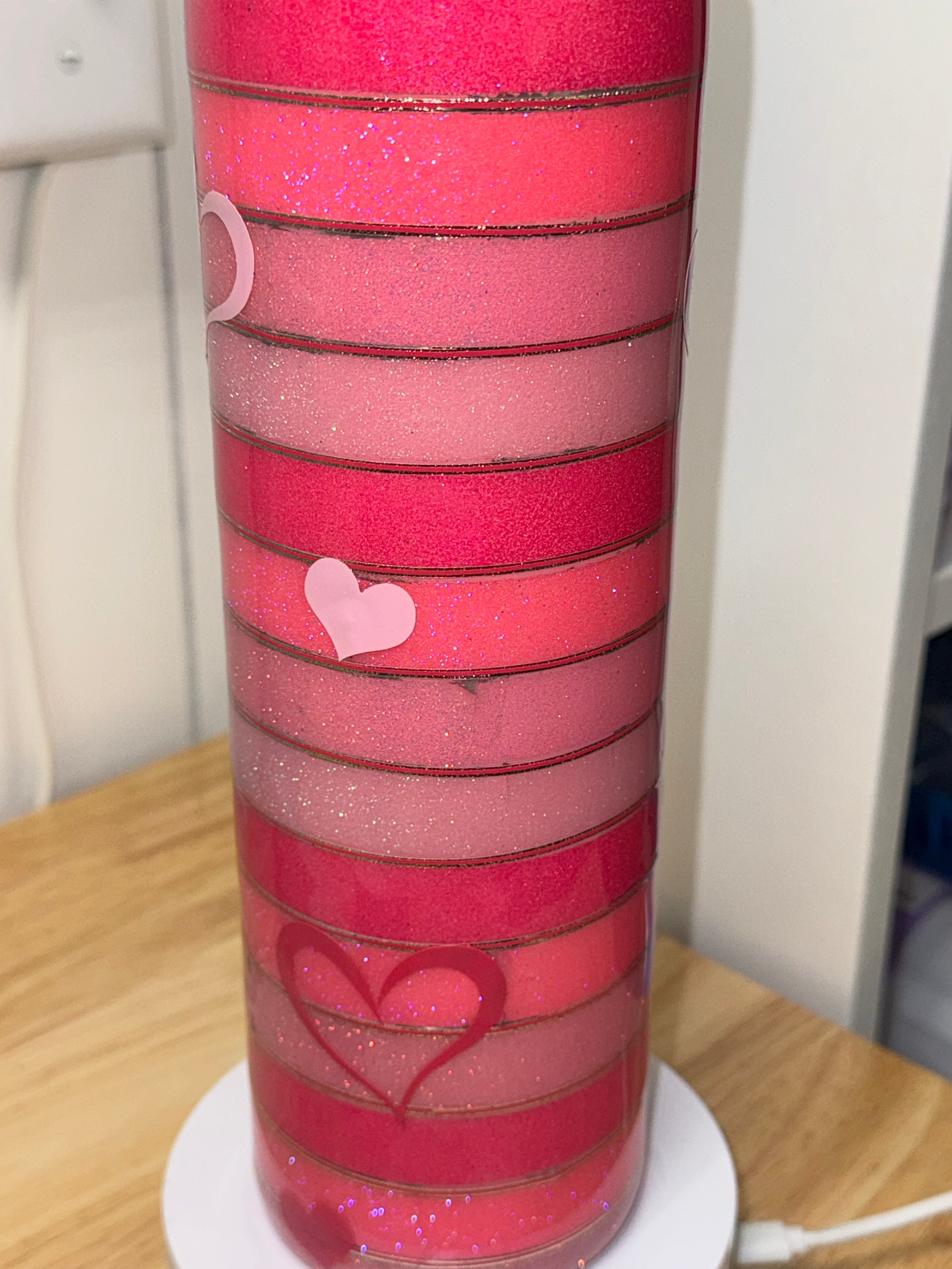Valentine's Day Glitter Heart Tumbler – 30 oz