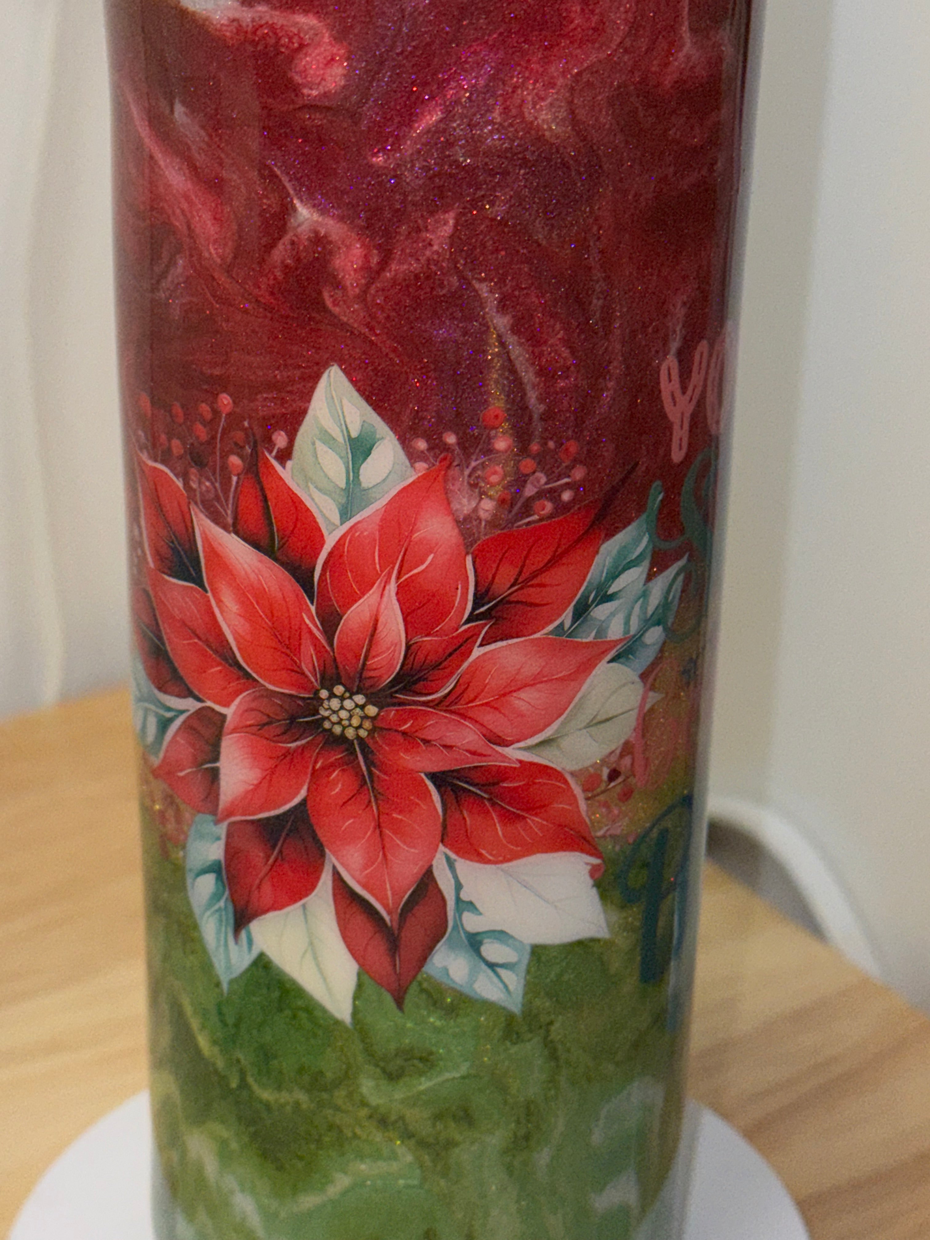 Poinsettia Glitter Tumbler – 20 oz