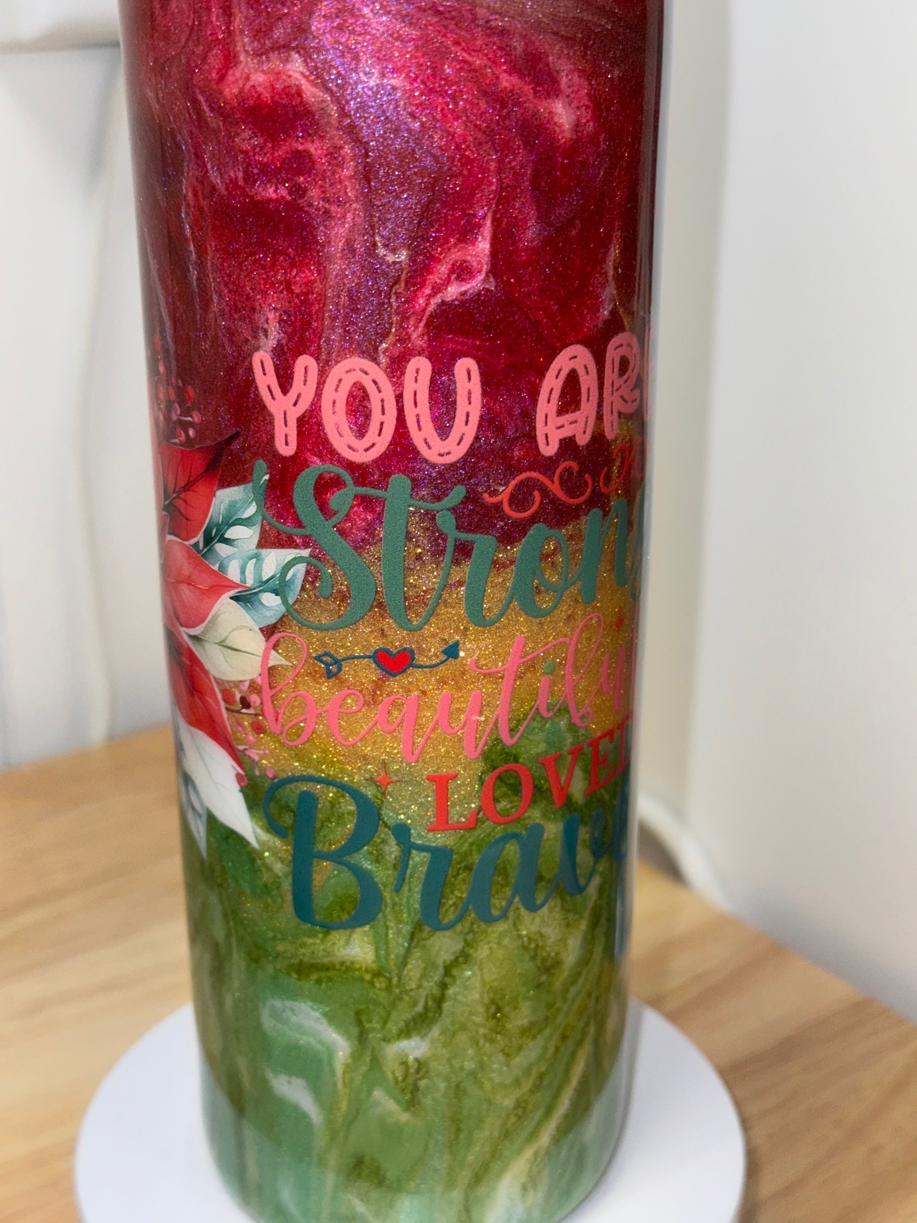Poinsettia Glitter Tumbler – 20 oz