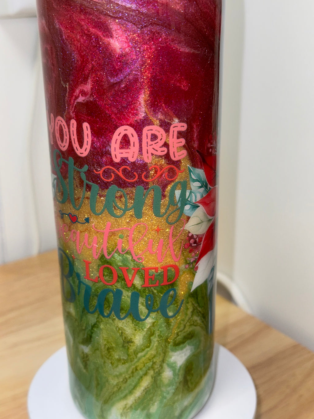 Poinsettia Glitter Tumbler – 20 oz