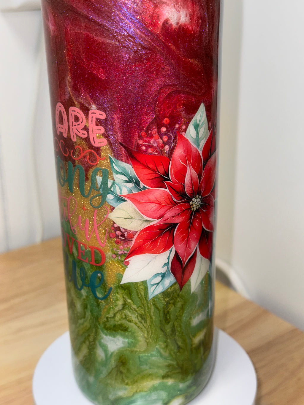 Poinsettia Glitter Tumbler – 20 oz