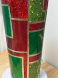 Merry Christmas Stained Glass Glitter Tumbler – 32 oz