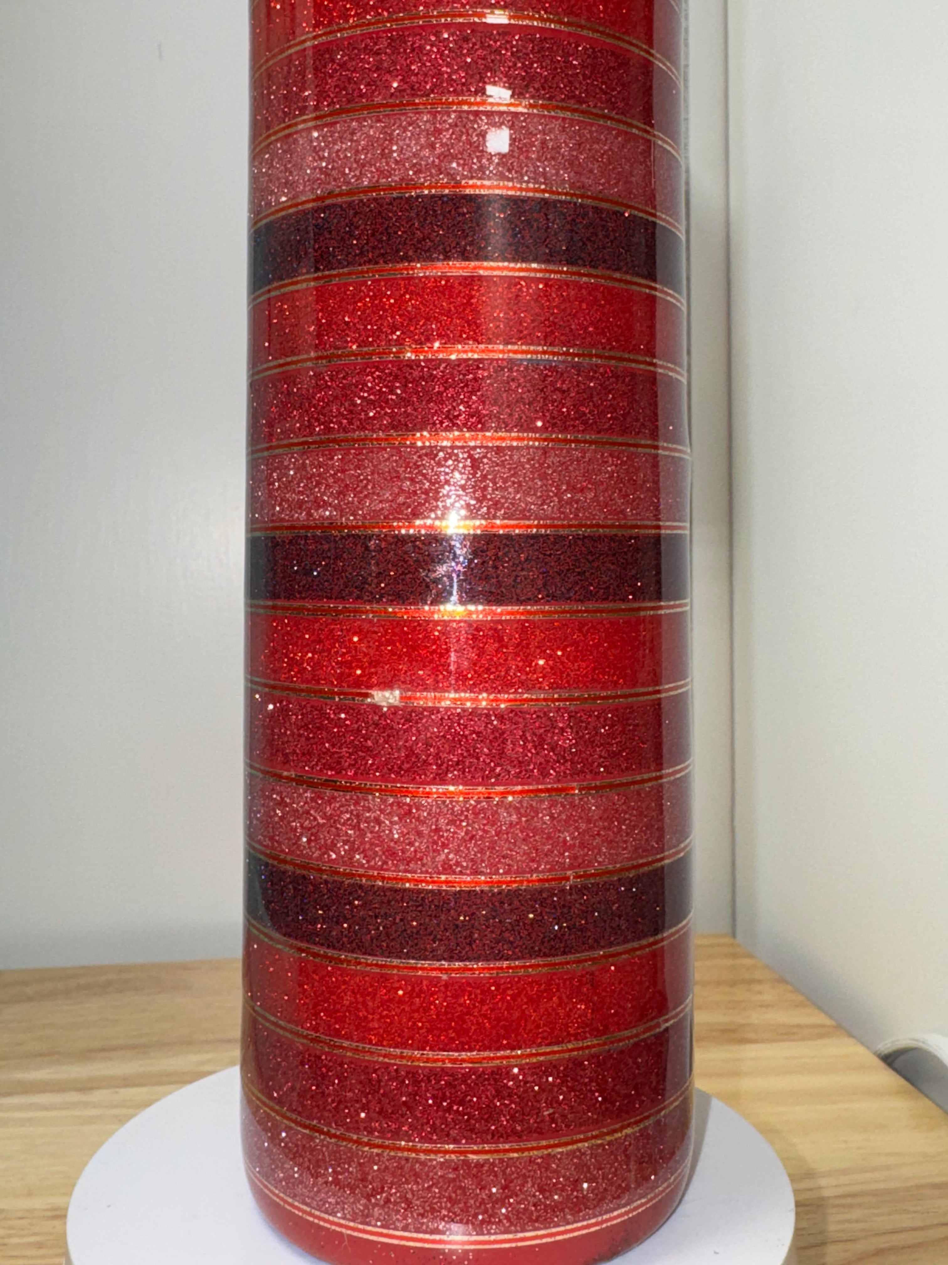 Red Glitter Striped 20 oz Tumbler