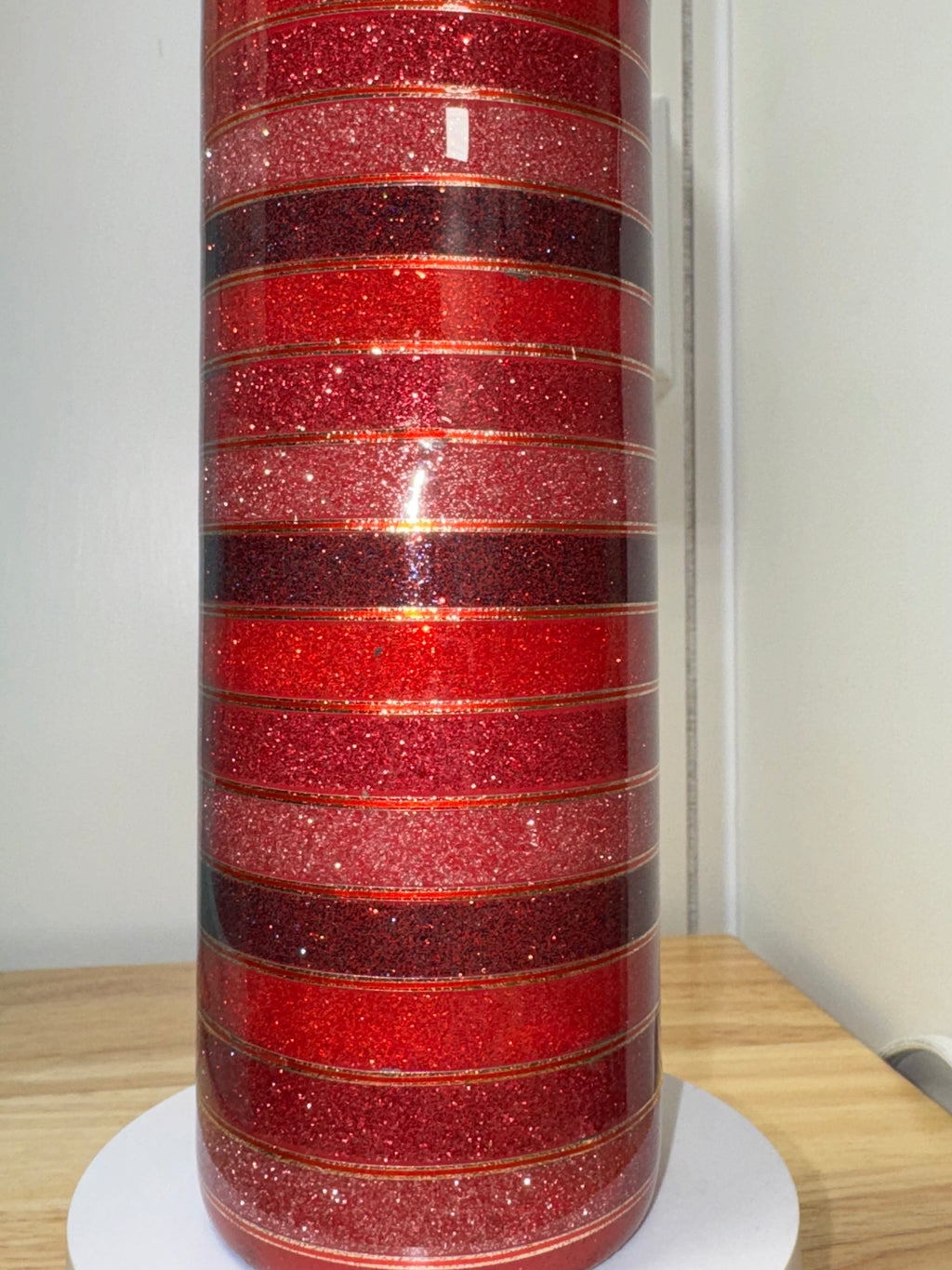 Red Glitter Striped 20 oz Tumbler