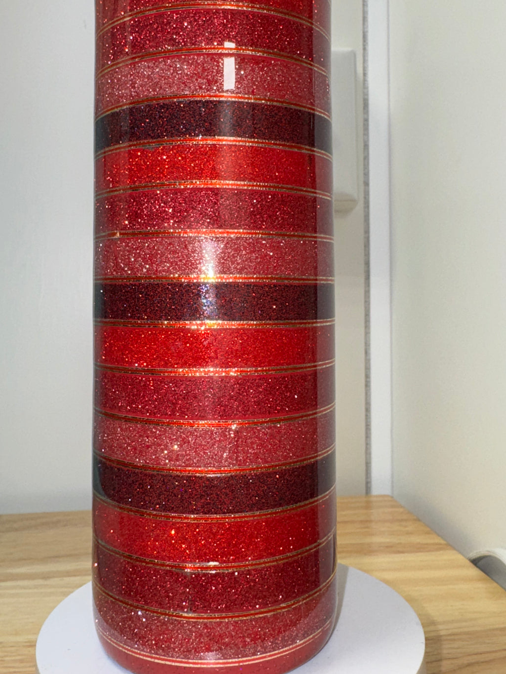 Red Glitter Striped 20 oz Tumbler